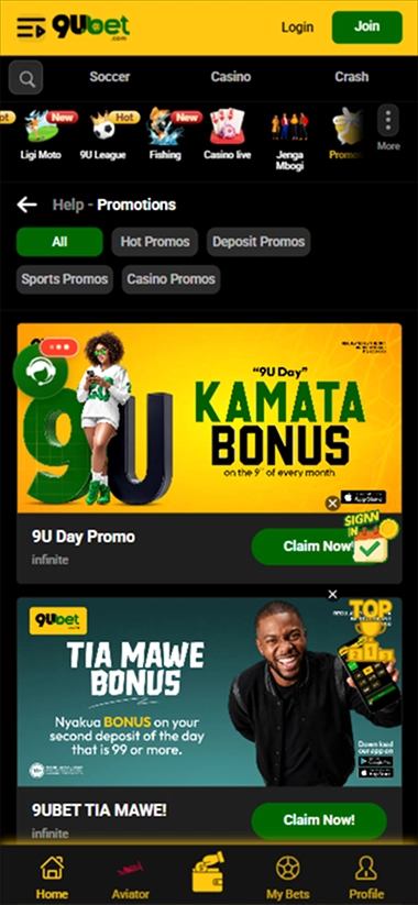 9uBet mobile promotions with Kamata bonus